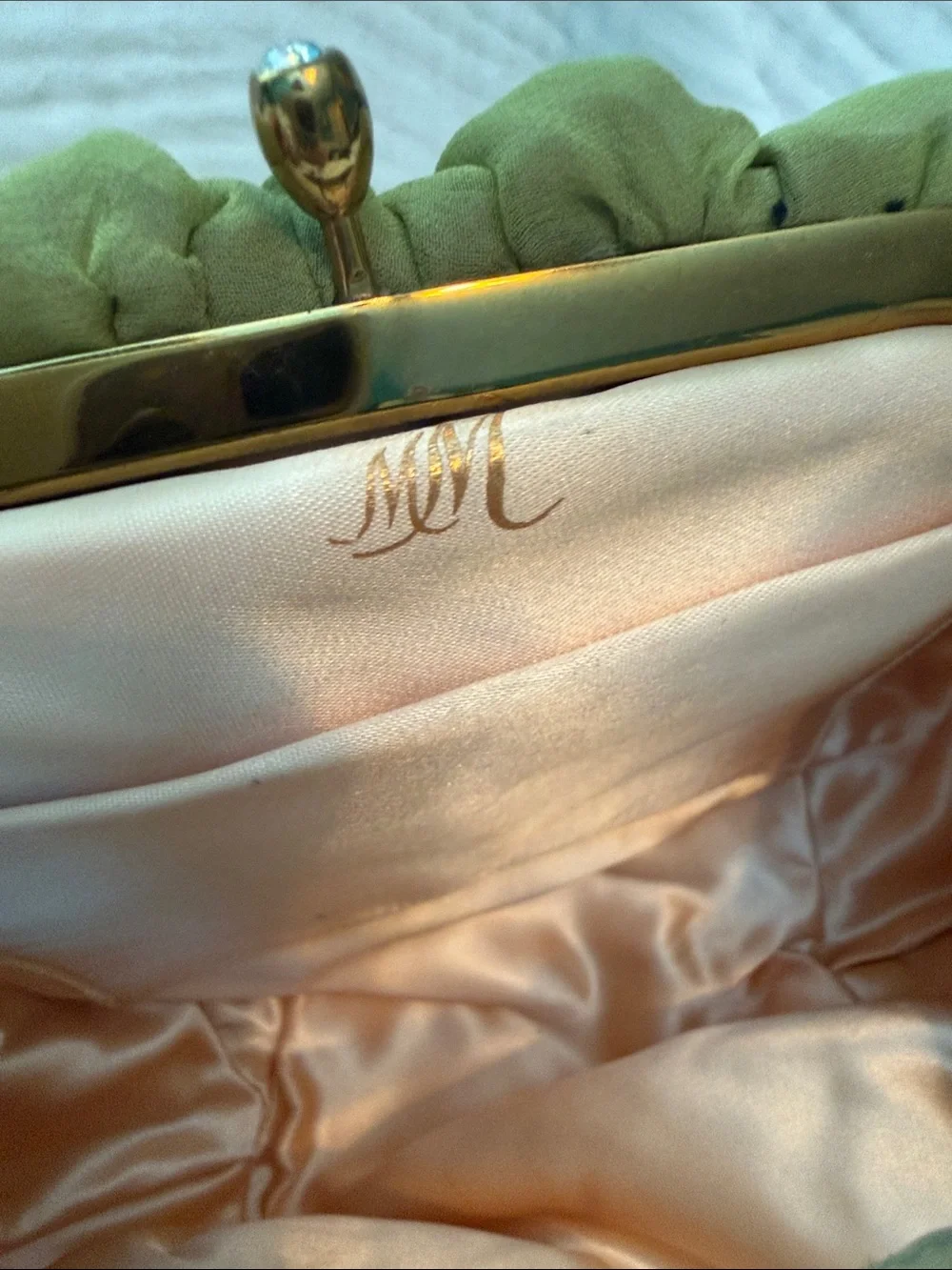 Vintage Morris Moskowitz Olive green clutch